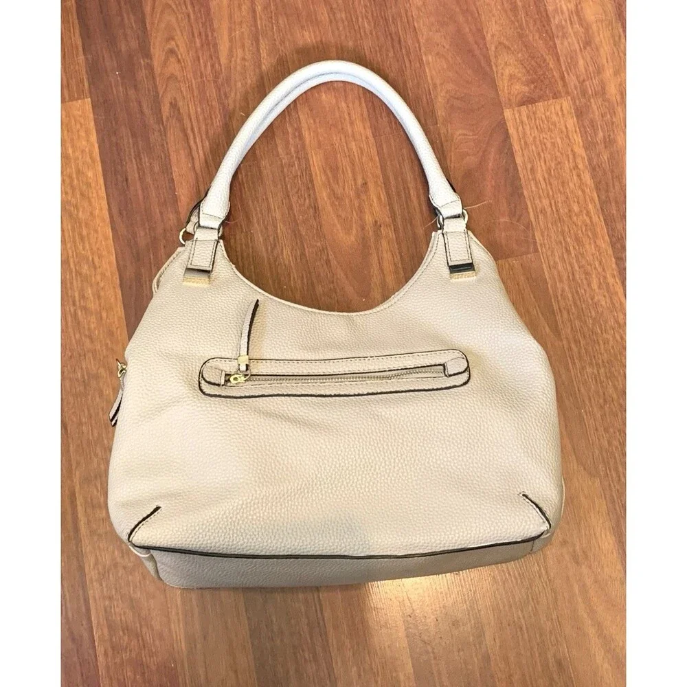 Apt. 9 Beige Pebbled Top Handle Shoulder Bag Multi-Compartment Hobo Purse